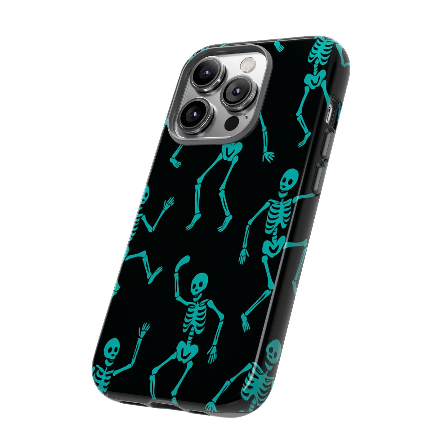 Dancing Teal Skeletons Phone Case | Tough Protective Case for Iphone, Samsung Galaxy and Pixel