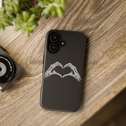 Skeleton Hands Heart Phone Case | Gothic Black Protective Cover