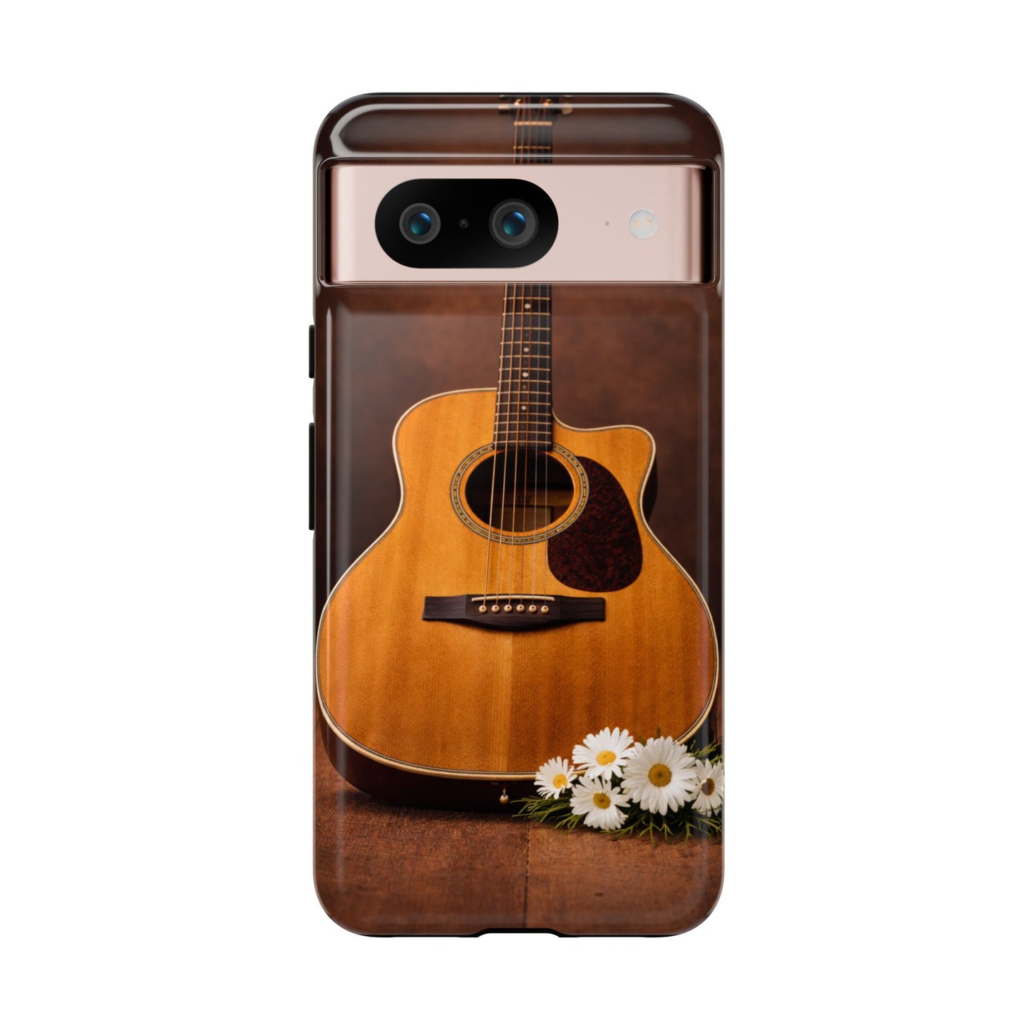Acoustic Guitar Daisy Phone Case | Rustic Music Lover Tough Cover