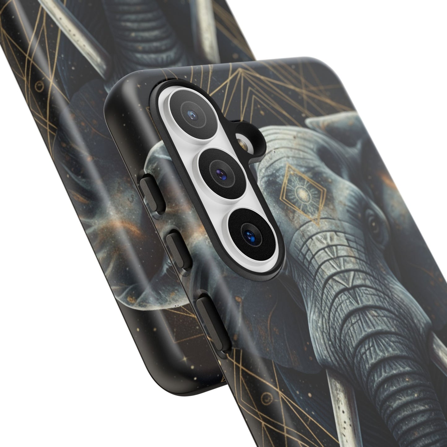 Elephant Mandala Phone Case – Black and Gold Spiritual Elephant Tough Protective Case