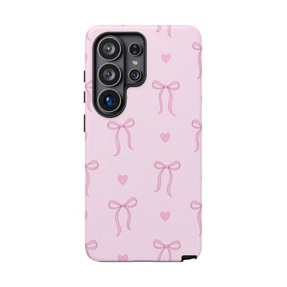 Pink Bow Heart Aesthetic Phone Case – Coquette Cute Tough Cover