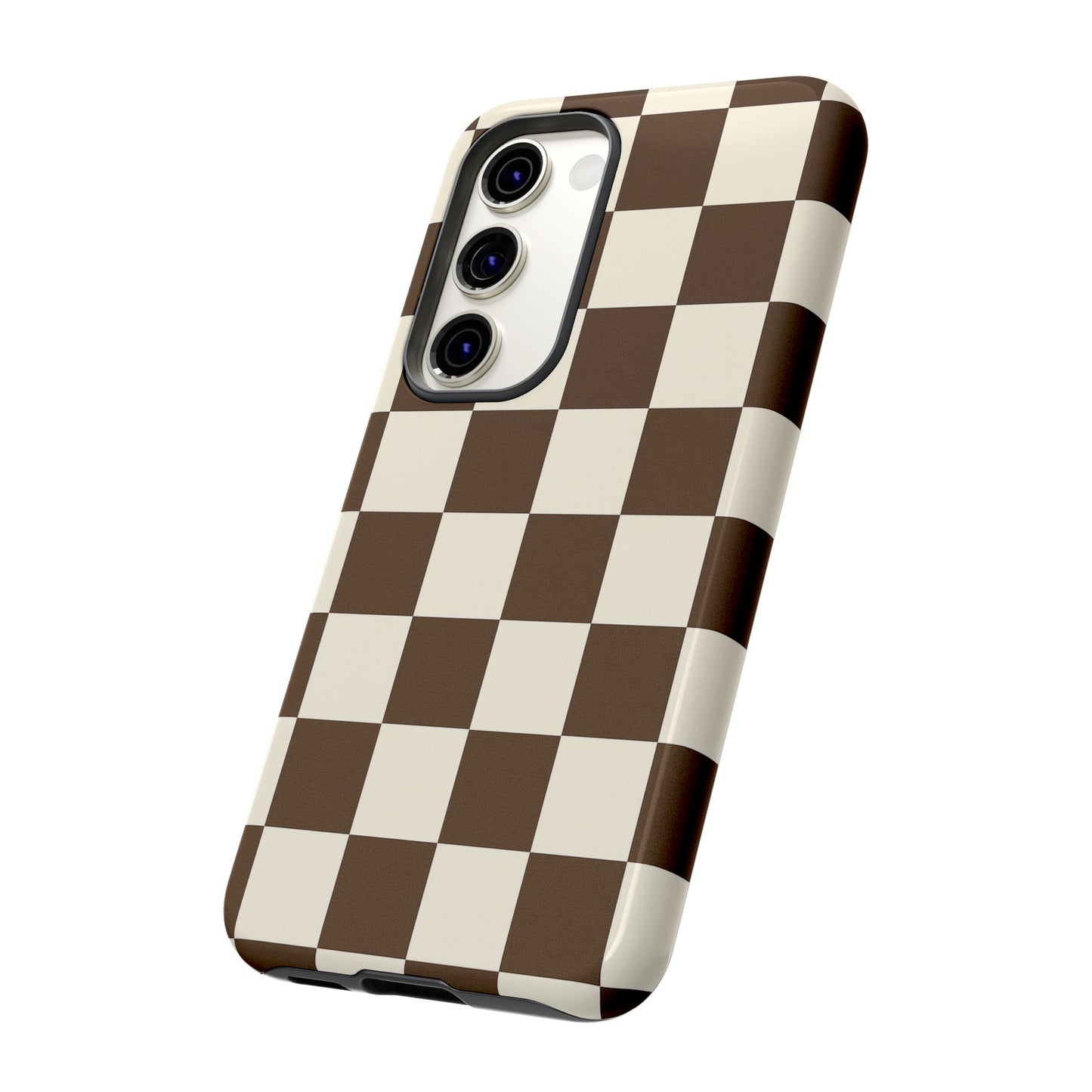 Mocha Checkerboard Phone Case | Neutral Aesthetic Tough Case