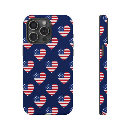 Patriotic American Flag Heart Phone Case – Tough Shockproof, USA Stars & Stripes for Iphone, Samsung Galaxy and Pixel