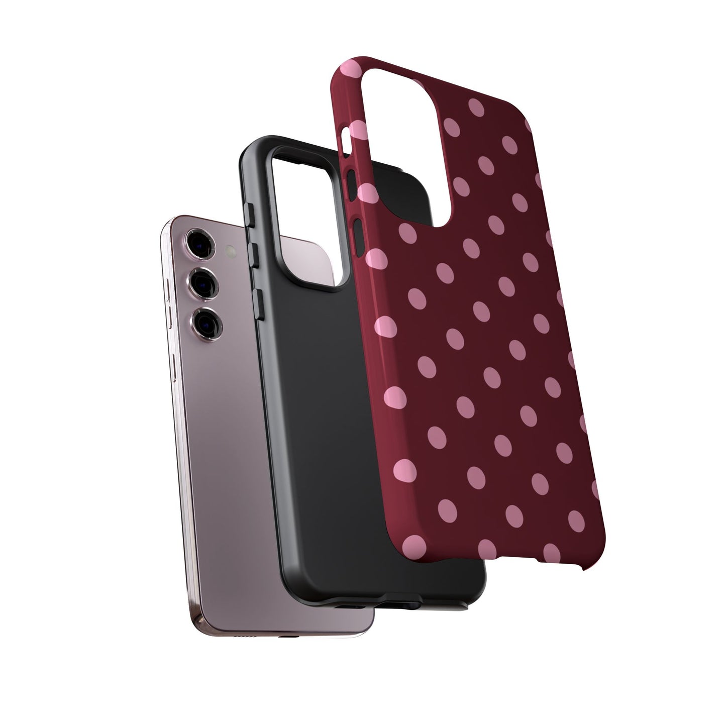 Pink Polka Dot Phone Case – Cute Aesthetic Tough Protective Phone Cover for Iphone, Samsung Galaxy and Pixel