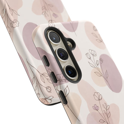Blush Floral Phone Case Neutral Botanical Watercolor Tough Cover