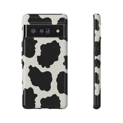 Black & White Cow Print Phone Case | Western Aesthetic iPhone & Samsung Tough Case