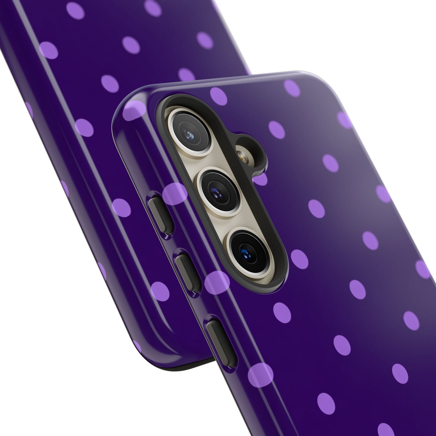 Purple Polka Dot Tough Phone Case – Cute Stylish Durable Protective Cover for Iphone, Samsung Galaxy and Pixel