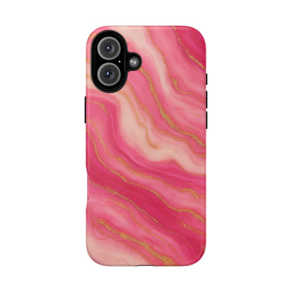 Pink Marble Phone Case | Rose Gold Swirl Aesthetic Tough Protective Case