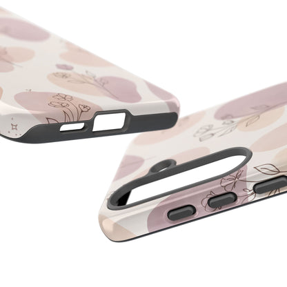 Blush Floral Phone Case Neutral Botanical Watercolor Tough Cover