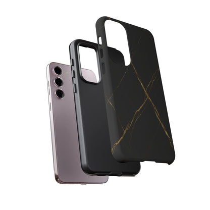 Black Marble Phone Case with Gold Veins – Luxury Minimal Aesthetic Tough Case