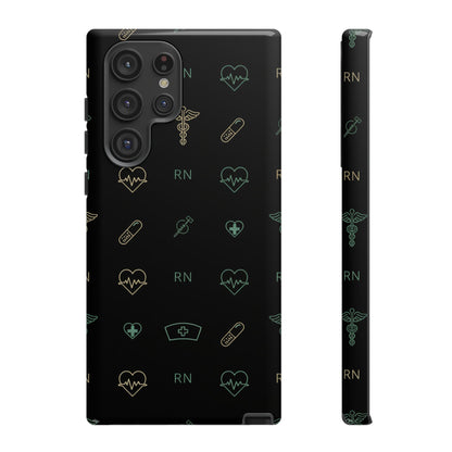 RN Nurse Phone Case – Minimal Medical Icon Pattern Healthcare Worker Tough Case