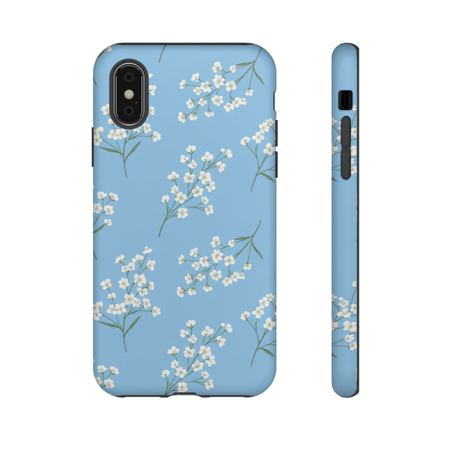 Baby’s Breath Floral Phone Case | Minimal Blue Flower Tough Case