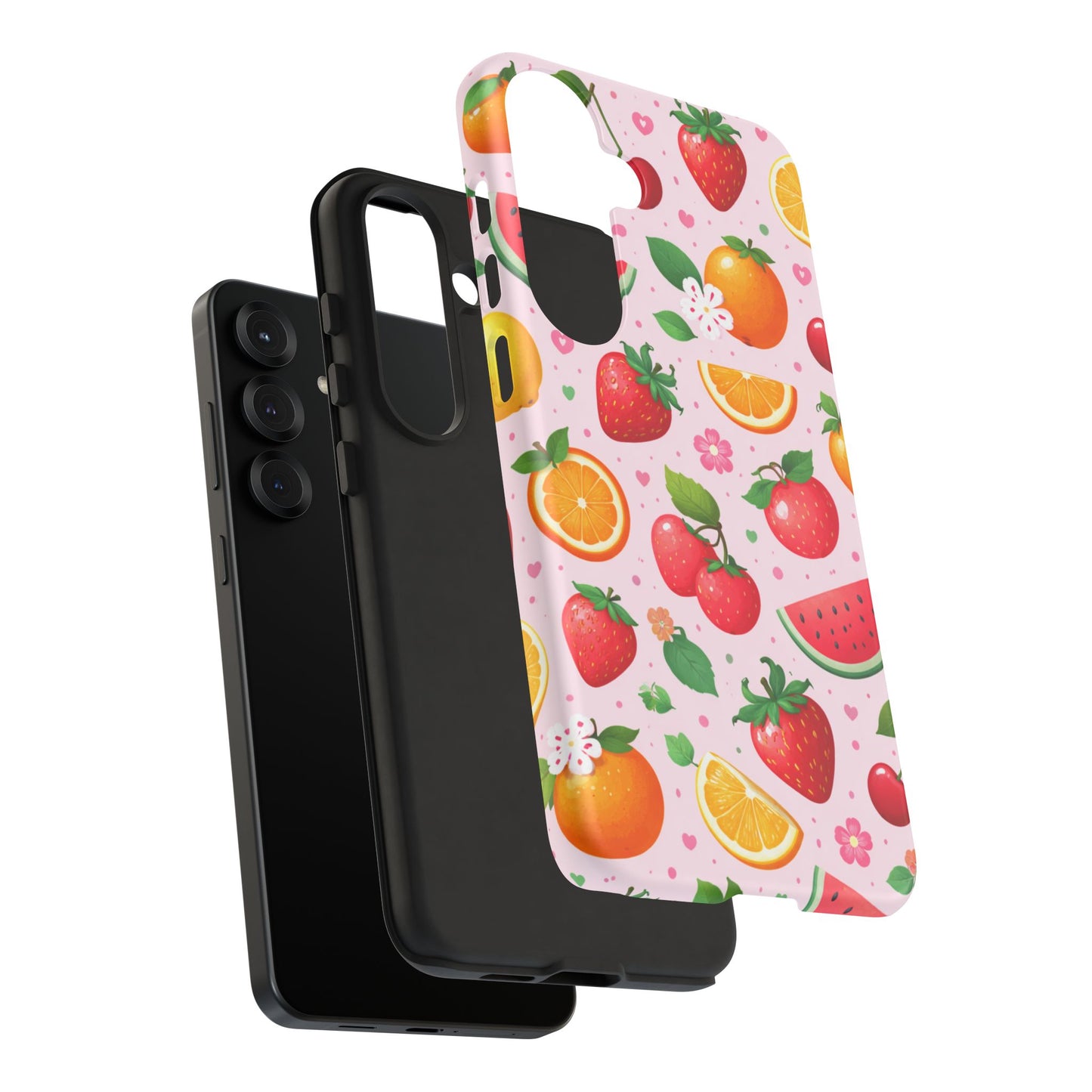 Fruit Phone Case – Tough Shockproof, Strawberry Cherry Citrus Summer Design for Iphone, Samsung Galaxy and Pixel