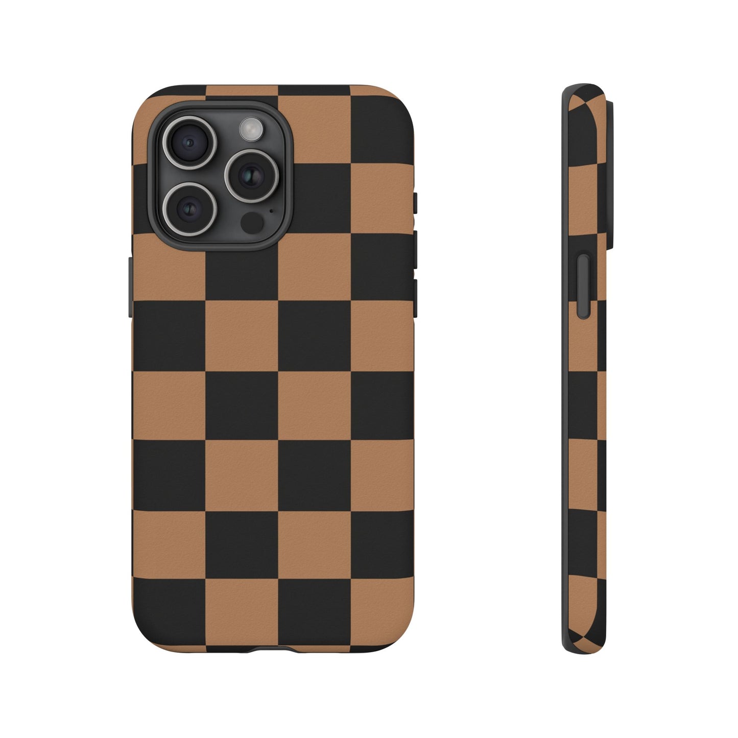 Brown Checkered Phone Case | Aesthetic Checkerboard iPhone & Samsung Tough Case