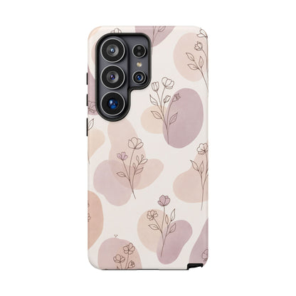 Blush Floral Phone Case Neutral Botanical Watercolor Tough Cover