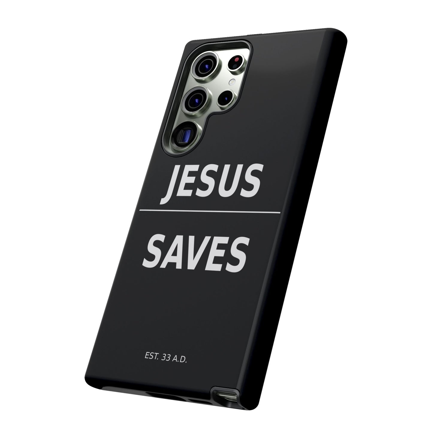 Jesus Saves Phone Case Christian Religious Minimalist Black Tough Cover