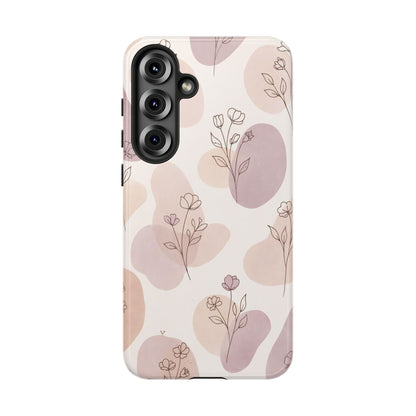 Blush Floral Phone Case Neutral Botanical Watercolor Tough Cover