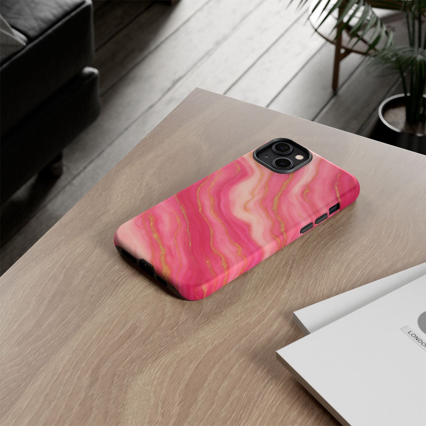 Pink Marble Phone Case | Rose Gold Swirl Aesthetic Tough Protective Case