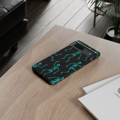 Dancing Teal Skeletons Phone Case | Tough Protective Case for Iphone, Samsung Galaxy and Pixel
