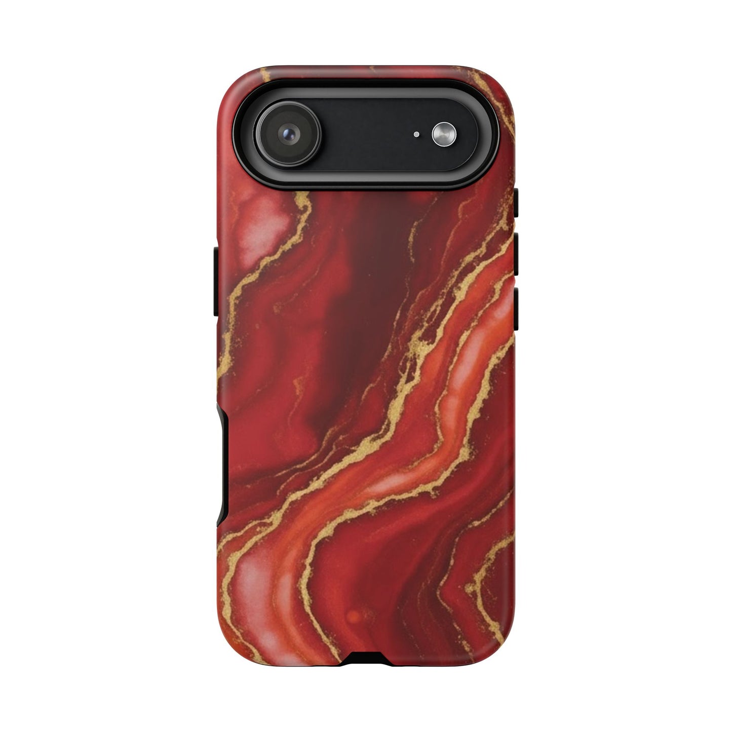 Red Agate Marble Phone Case with Gold Veins – Luxury Tough iPhone & Samsung Case