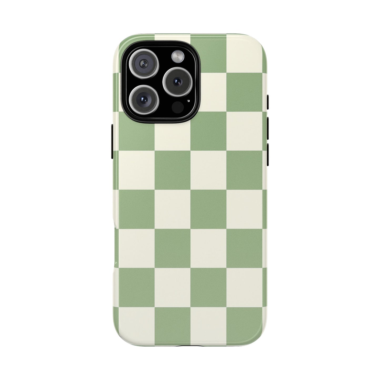 Sage Green Checkerboard Phone Case | Minimal Aesthetic Checkered iPhone & Samsung Tough Case