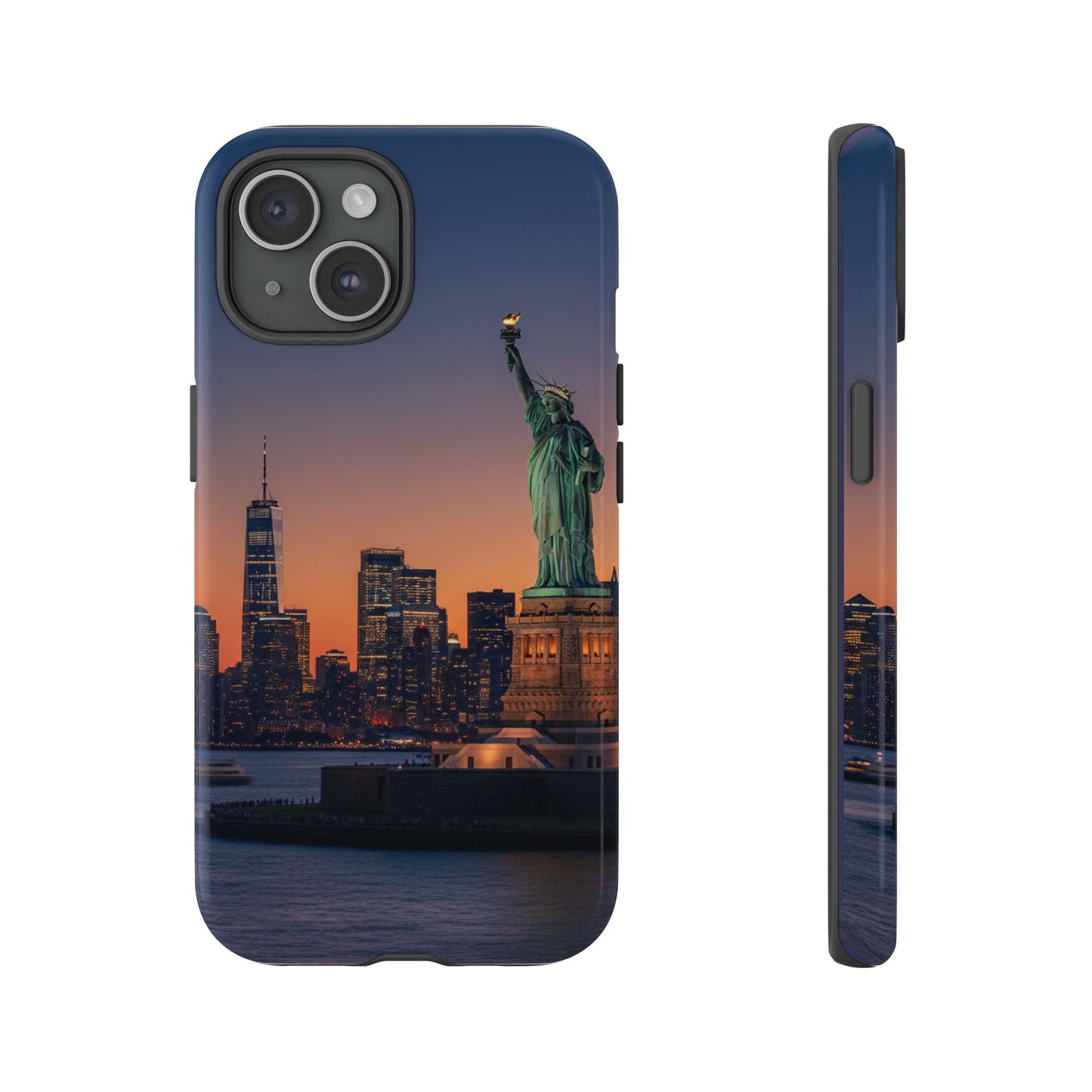 Statue of Liberty Sunset Phone Case – New York City Skyline Travel Aesthetic Tough Case
