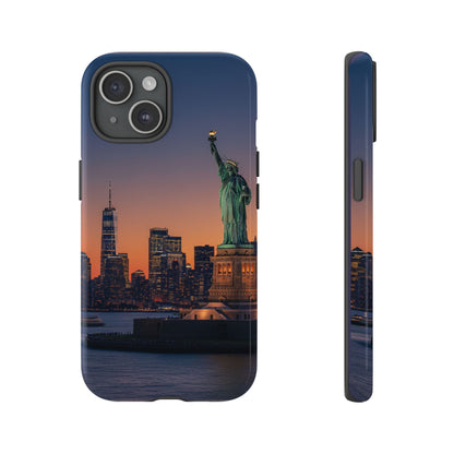 Statue of Liberty Sunset Phone Case – New York City Skyline Travel Aesthetic Tough Case