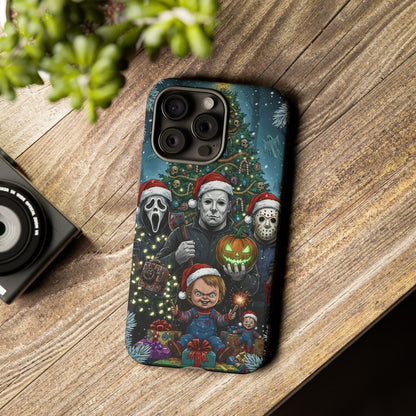 Christmas Horror Phone Case – Festive Slasher Collage Tough Case (iPhone, Samsung, Pixel)