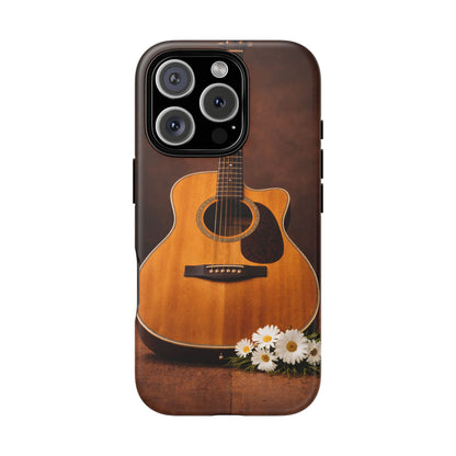 Acoustic Guitar Daisy Phone Case | Rustic Music Lover Tough Cover