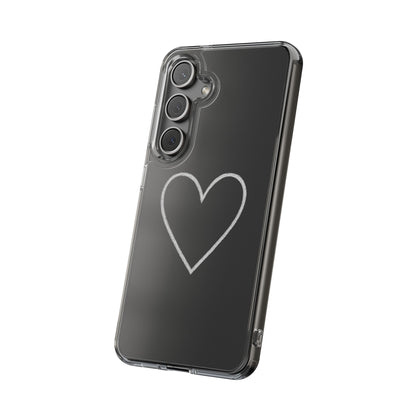 Minimal Hand-Drawn Heart Clear Phone Case | Aesthetic Clear Protective Case