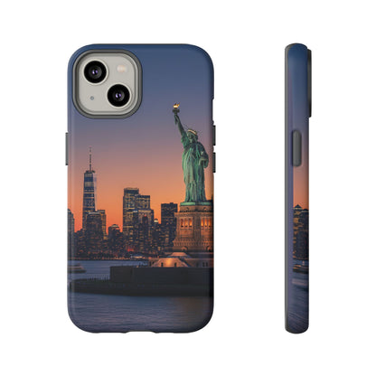 Statue of Liberty Sunset Phone Case – New York City Skyline Travel Aesthetic Tough Case