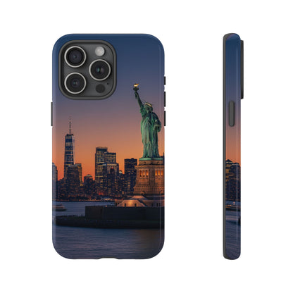 Statue of Liberty Sunset Phone Case – New York City Skyline Travel Aesthetic Tough Case