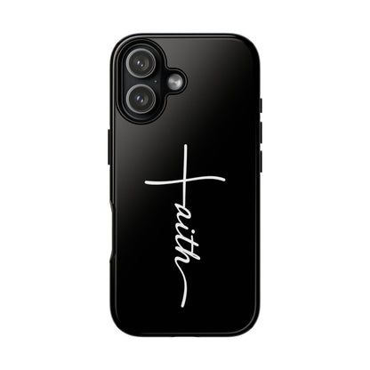 Faith Cross Phone Case, Christian Aesthetic Minimalist Black Matte Case, Religious Gift iPhone Samsung Cover