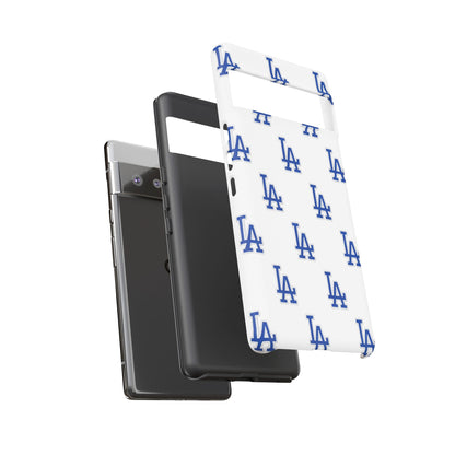 Blue LA Monogram Pattern Phone Case | Minimal Baseball Inspired Tough Cover