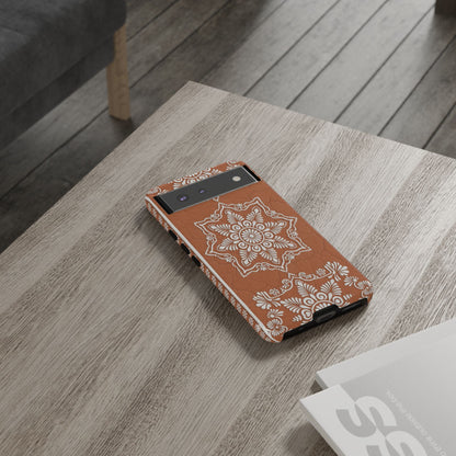 Talavera Terracotta Phone Case | Mexican Floral Pattern iPhone & Samsung Tough Case | Boho Clay Aesthetic Cover