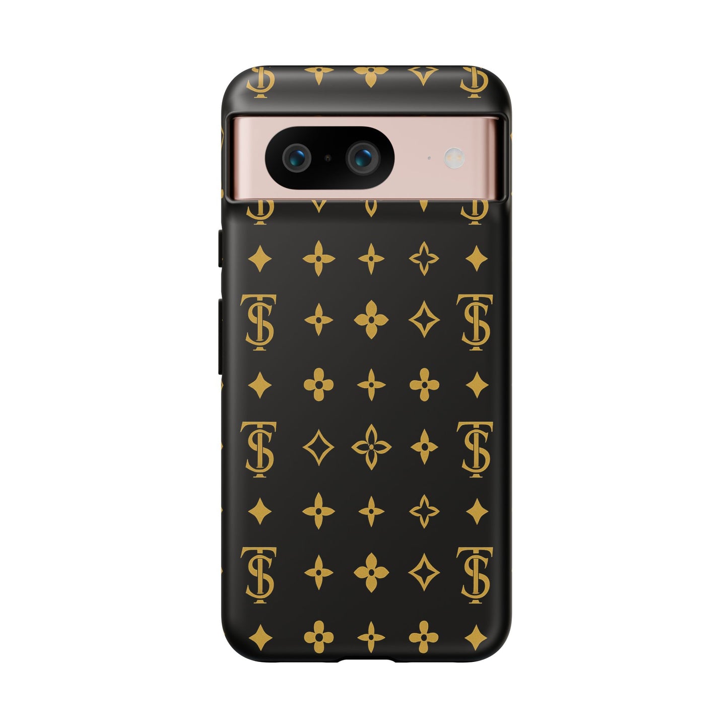 Gold Monogram Pattern Tough Phone Case | Black & Gold Luxury Design for Iphone, Samsung Galaxy and Pixel