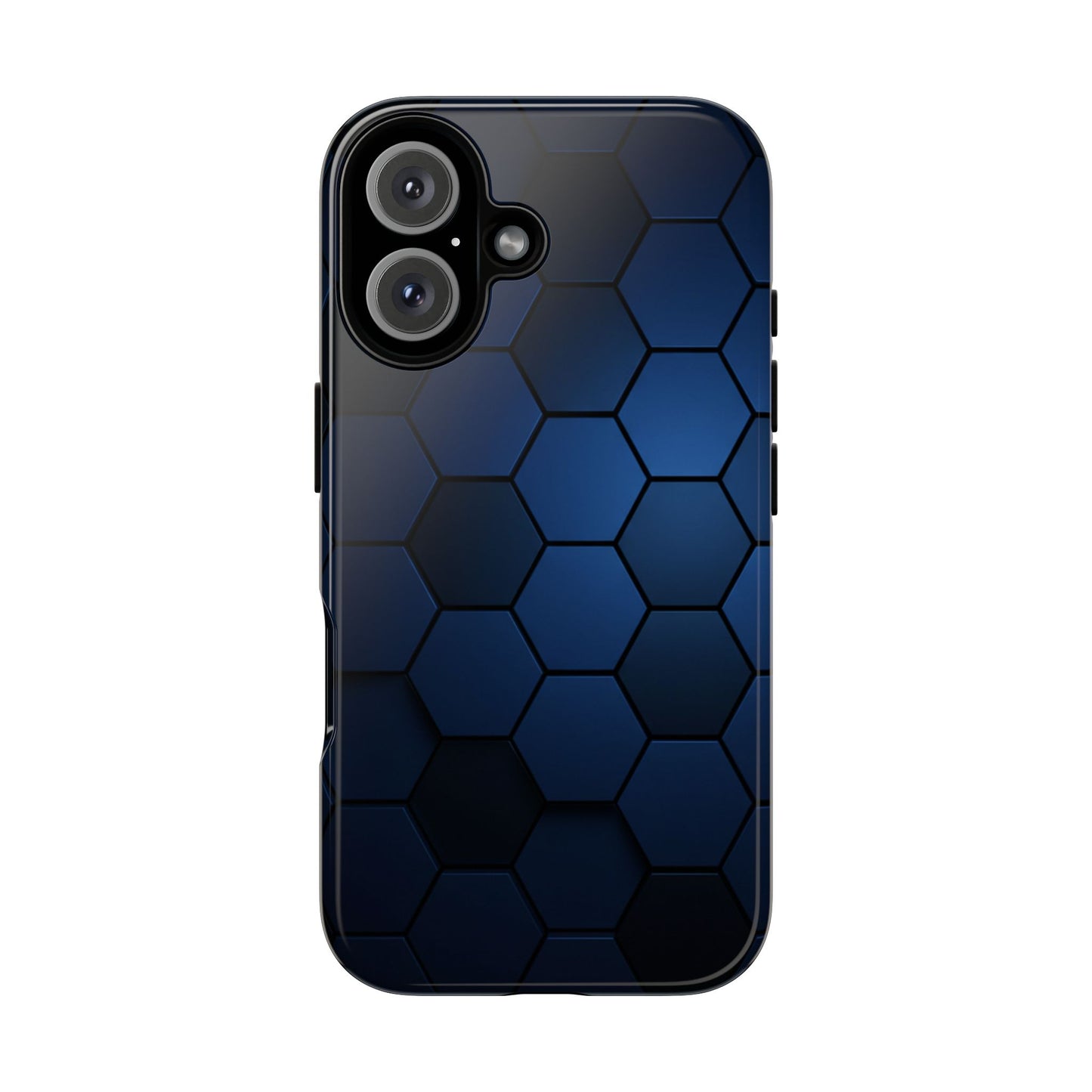 Blue Hexagon Gradient Phone Case | Honeycomb Geometric Tech Aesthetic | Minimalist Tough Case for iPhone & Samsung