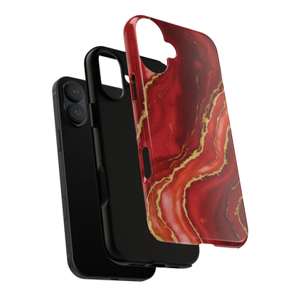 Red Agate Marble Phone Case – Gold Vein Luxury Stone Tough Case (iPhone, Samsung, Pixel)