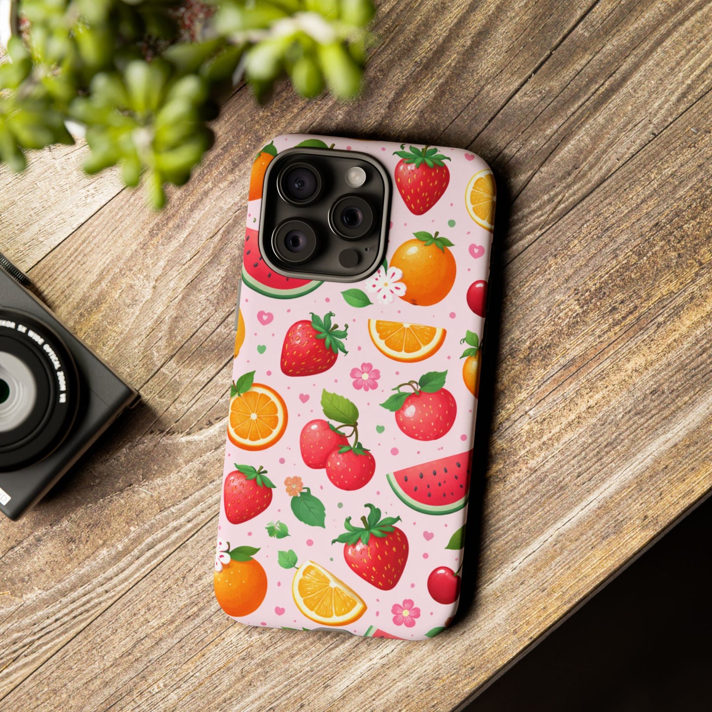 Fruit Phone Case – Tough Shockproof, Strawberry Cherry Citrus Summer Design for Iphone, Samsung Galaxy and Pixel