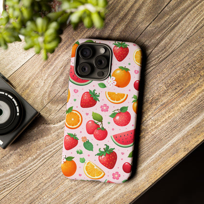 Fruit Phone Case – Tough Shockproof, Strawberry Cherry Citrus Summer Design for Iphone, Samsung Galaxy and Pixel