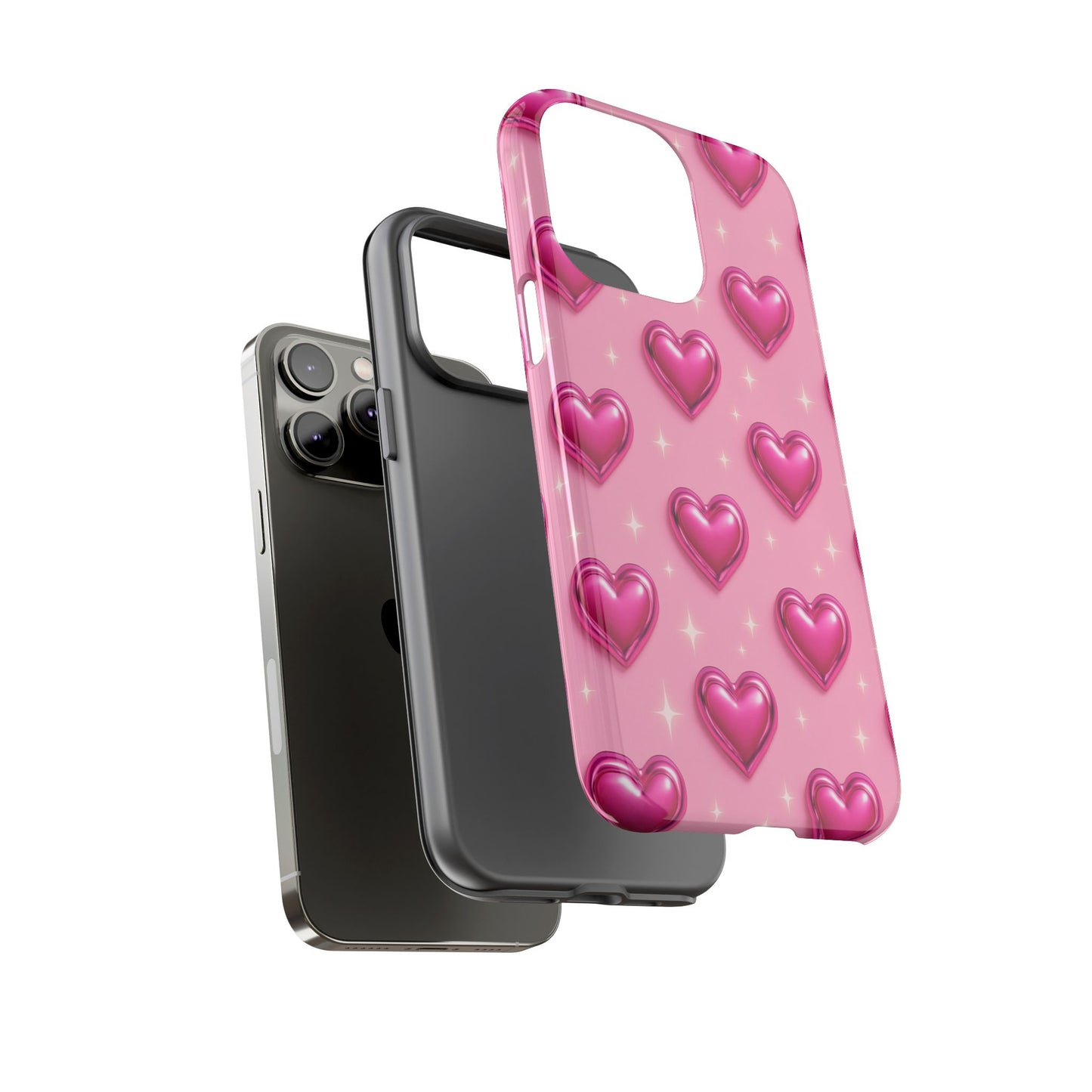 Pink Heart Pattern Phone Case | Tough Protective Case for Iphone, Samsung Galaxy and Pixel
