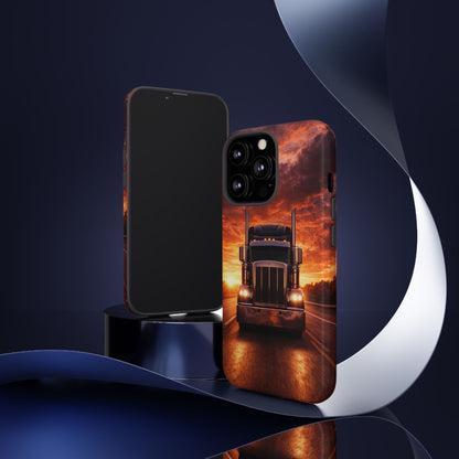 Big Rig Truck Phone Case Sunset Highway Semi Truck iPhone Samsung Cover