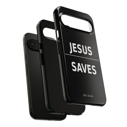 Jesus Saves Phone Case Christian Religious Minimalist Black Tough Cover