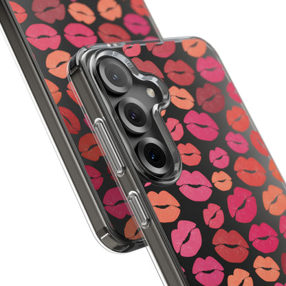 Kiss Print Clear Phone Case | Red Lip Pattern Impact-Resistant Case