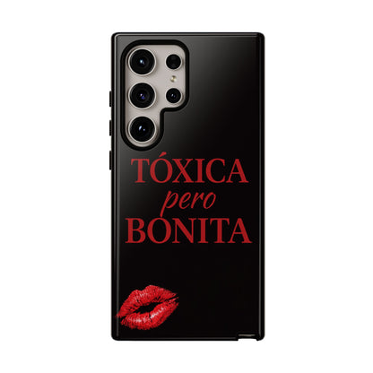 Toxica Pero Bonita Phone Case, Latina Quote Case, Red Lips Aesthetic, Spanish Saying Case, Trendy Tough Cover