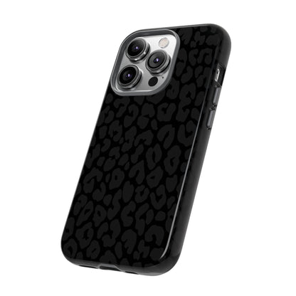 Black Leopard Phone Case | Black on Black Leopard Print Tough iPhone & Samsung Case | Matte or Glossy Protective Cover