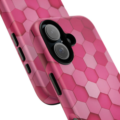 Hot Pink Hexagon Phone Case | Honeycomb Geometric Aesthetic | Cute Pink iPhone & Samsung Tough Protective Case