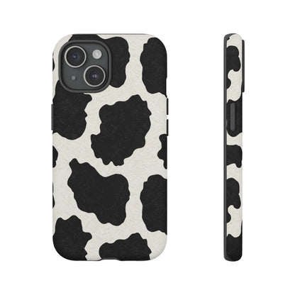 Black & White Cow Print Phone Case | Western Aesthetic iPhone & Samsung Tough Case