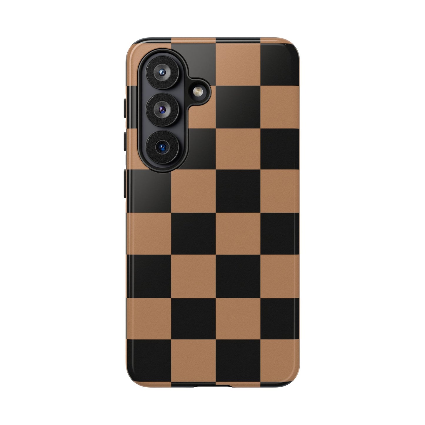 Brown Checkered Phone Case | Aesthetic Checkerboard iPhone & Samsung Tough Case