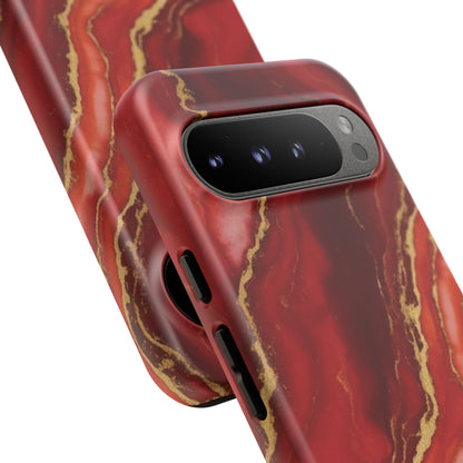 Red Agate Marble Phone Case – Gold Vein Luxury Stone Tough Case (iPhone, Samsung, Pixel)